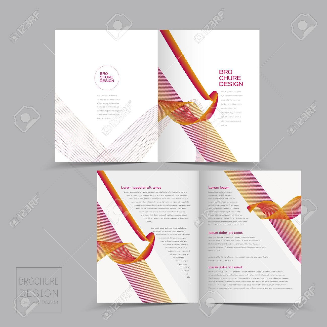half fold brochure design templates with dynamic wave background half fold templates