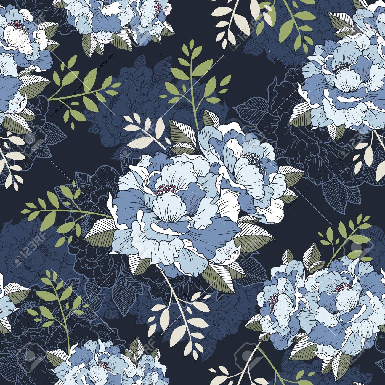 Elegant Peony Seamless Floral Pattern Background Over Blue Royalty Free Cliparts Vectors And Stock Illustration Image Elegant Peony Seamless Floral Pattern Background Over Blue Royalty Free Cliparts Vectors And Stock Illustration Image