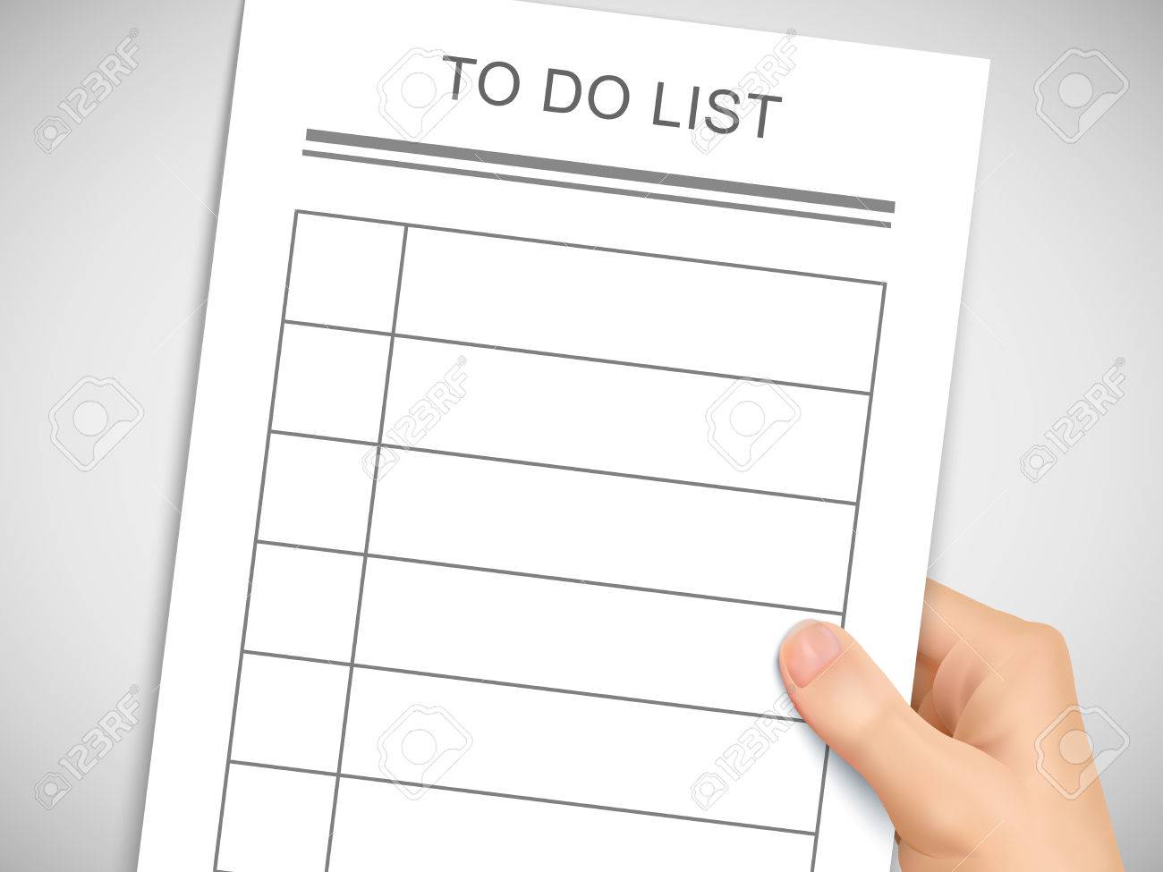 business concept 3d hand holding to do list over grey background