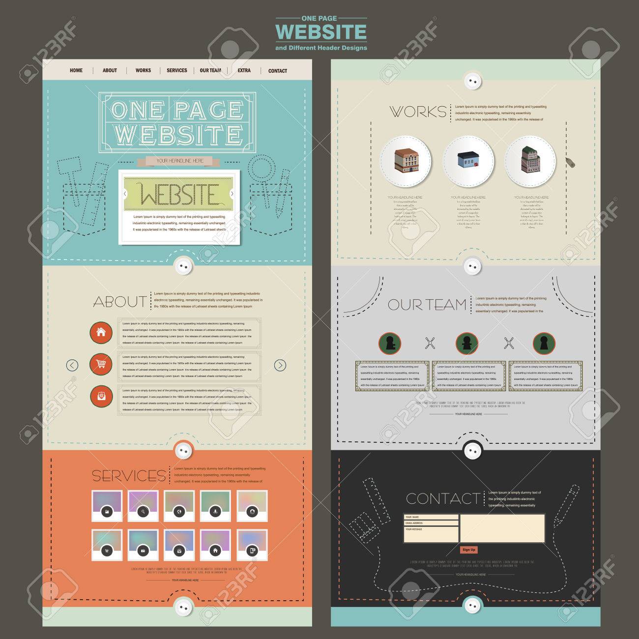 adorable one page website design template with sewing thread