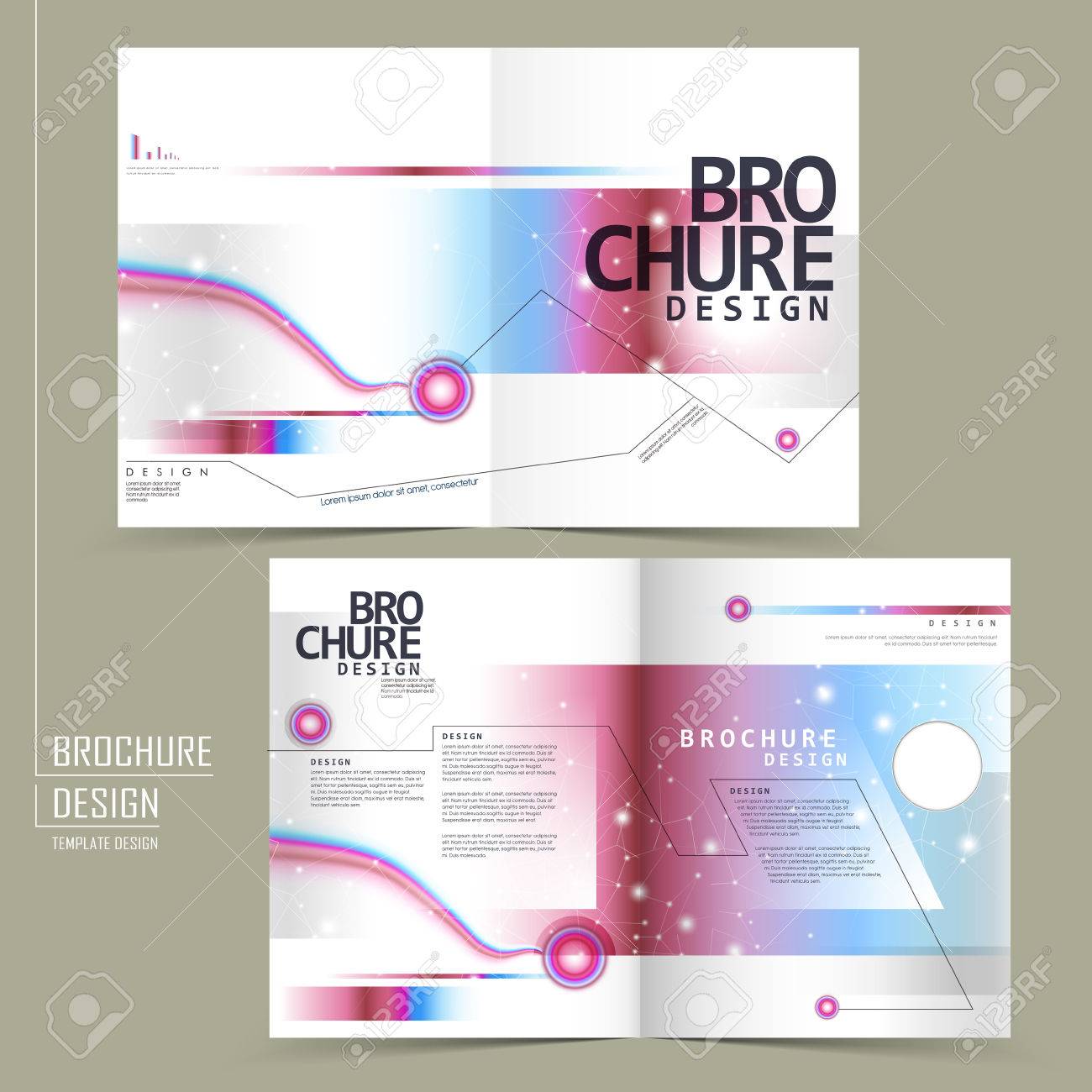 fashionable half fold brochure design with geometric glitter