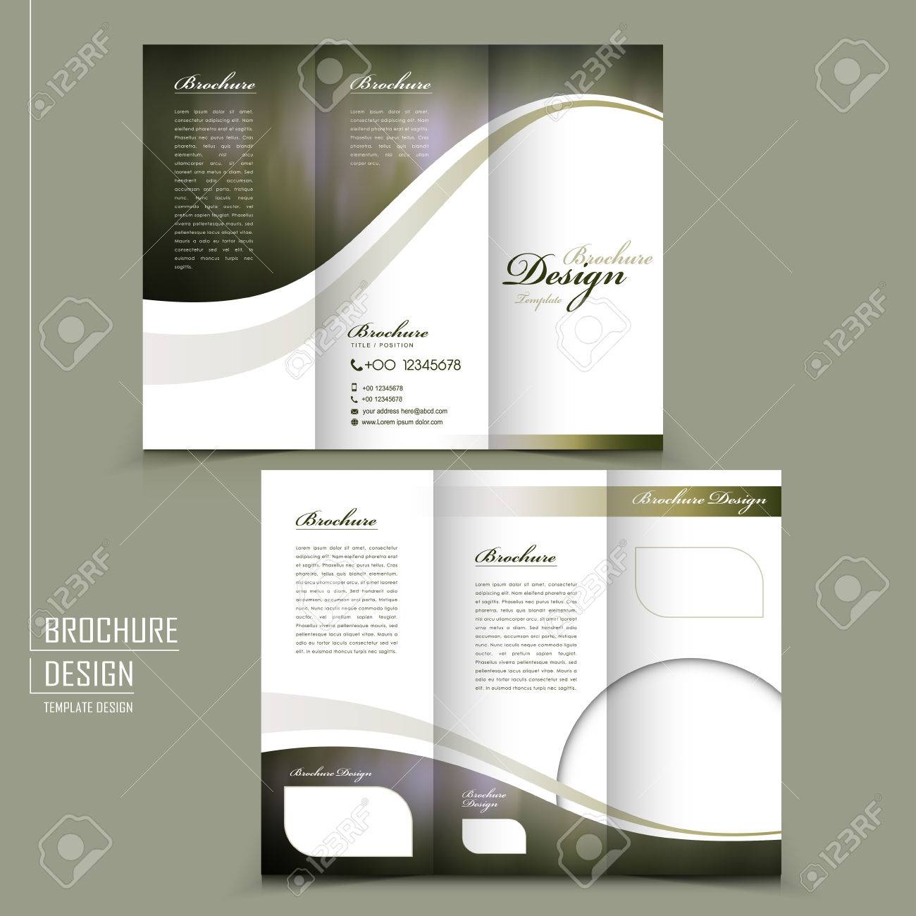 graceful tri fold brochure template design in elegant golden