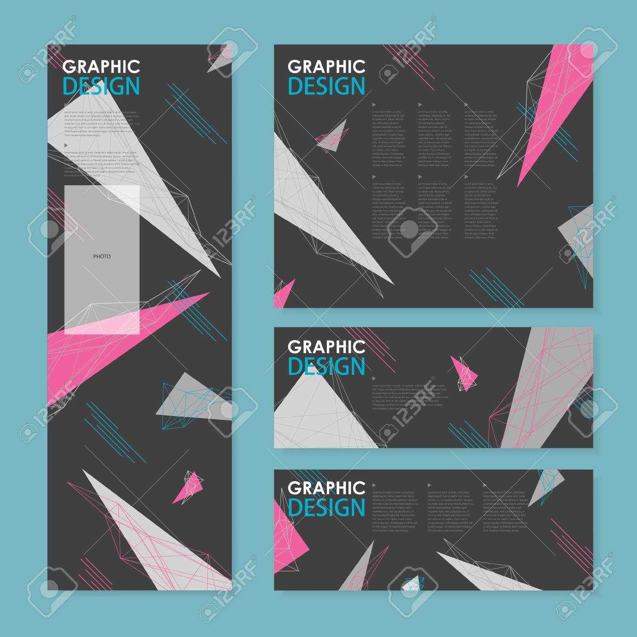 lovely banner template design with triangle elements in grey