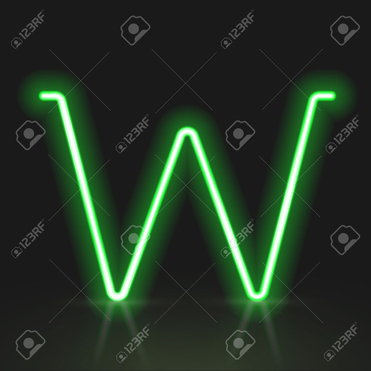 3d Grunes Neonlicht Buchstaben W Auf Schwarzem Hintergrund Isoliert Lizenzfrei Nutzbare Vektorgrafiken Clip Arts Illustrationen Image 38556948