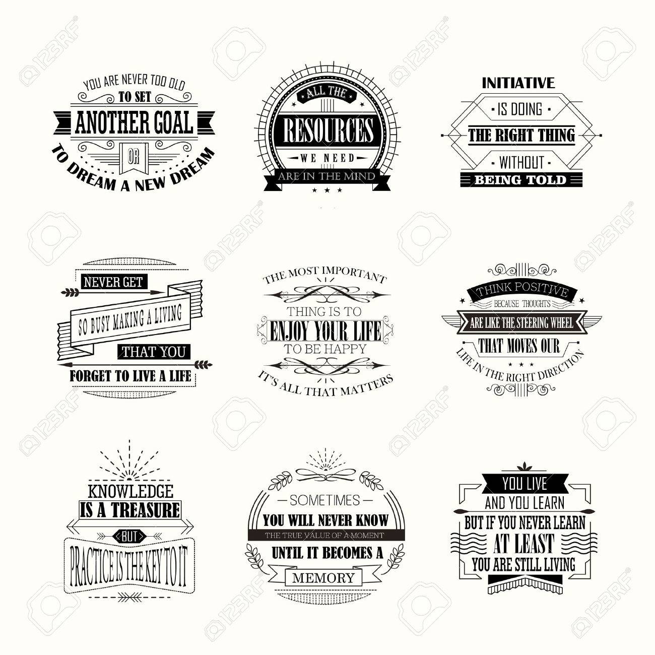life quotes set isolated on white background Stock Vector