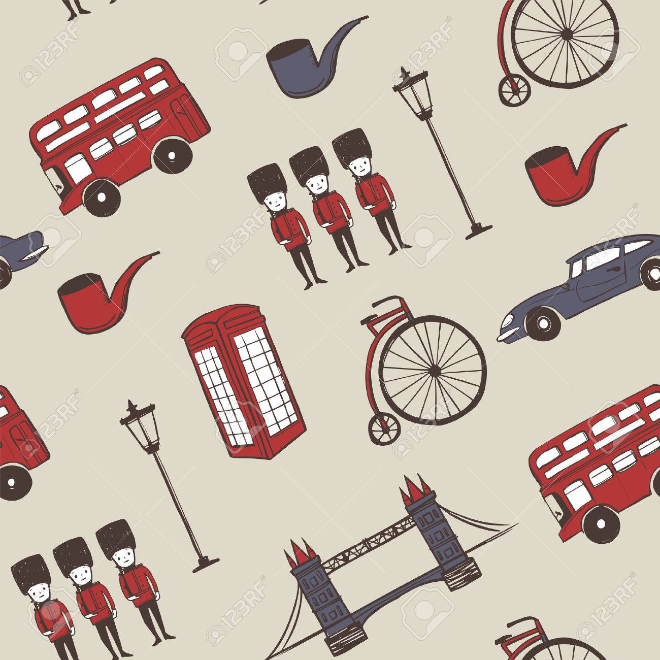lovely hand drawn travel concept background with landmarks and