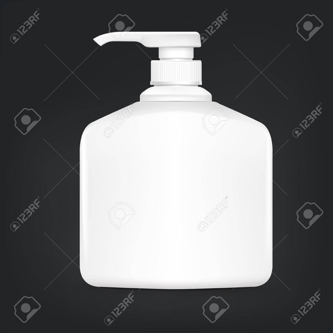 黒の背景に分離された空のシャンプー ボトルのイラスト素材 ベクタ Image