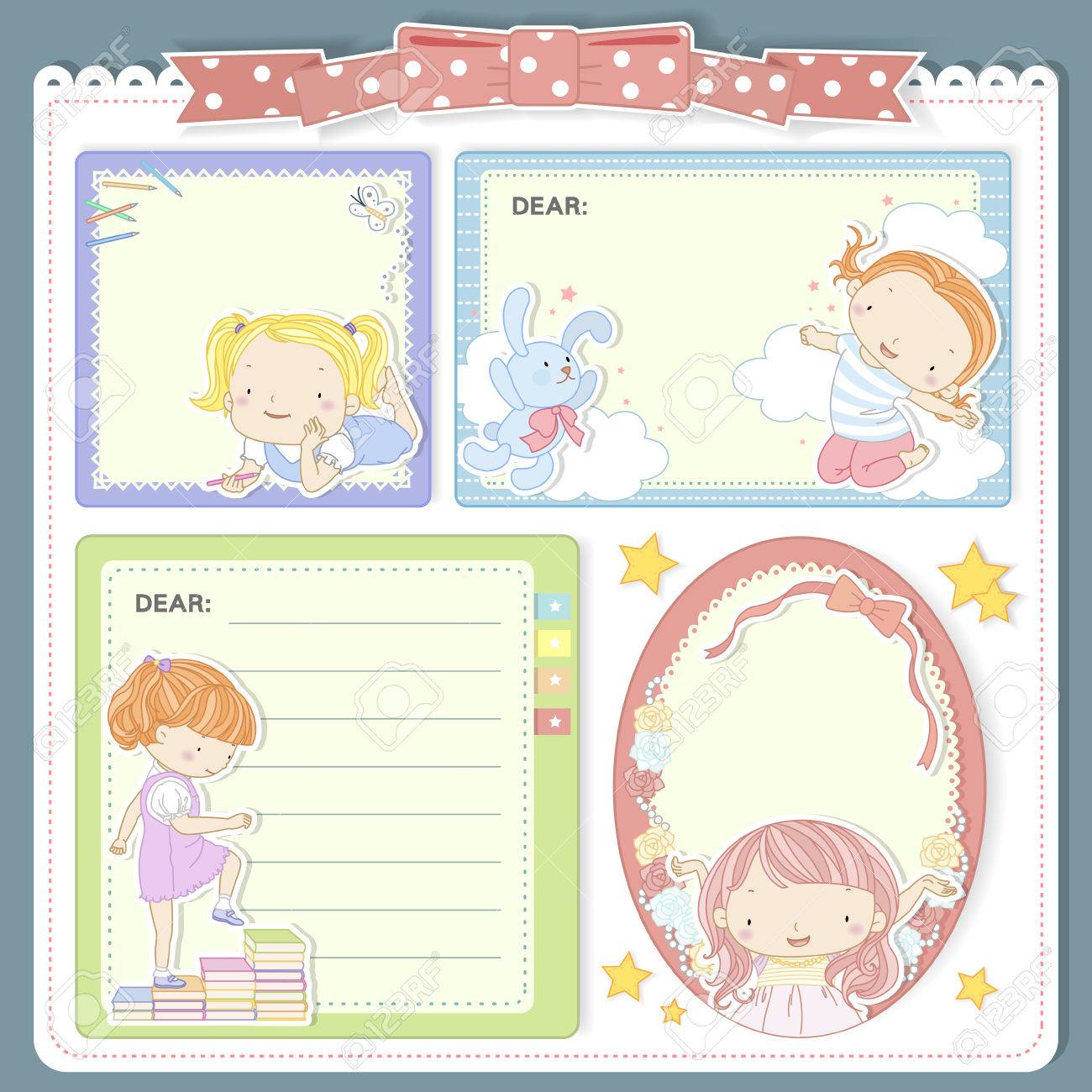 adorable cartoon style memo pad template design set royalty free memo pad template