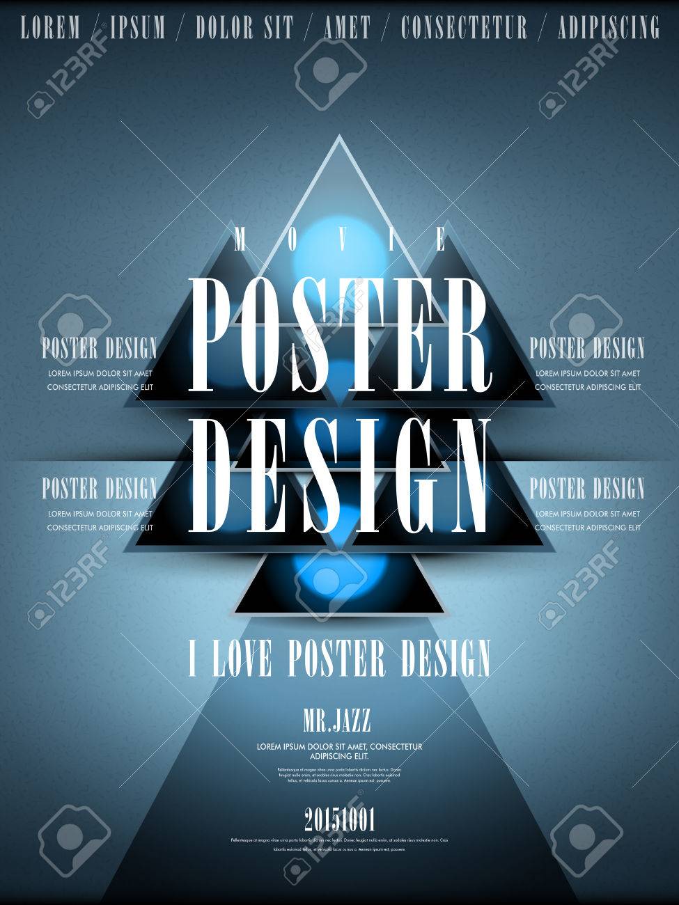 modern movie poster design template with geometric elements royalty