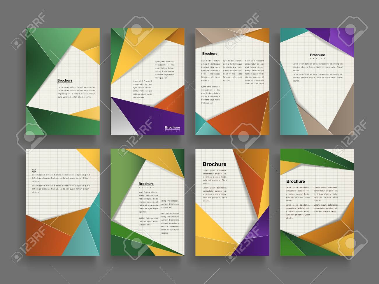 カラフルな折り紙の要素からなる集合のトレンディなパンフレットのテンプレート デザイン のイラスト素材 ベクタ Image