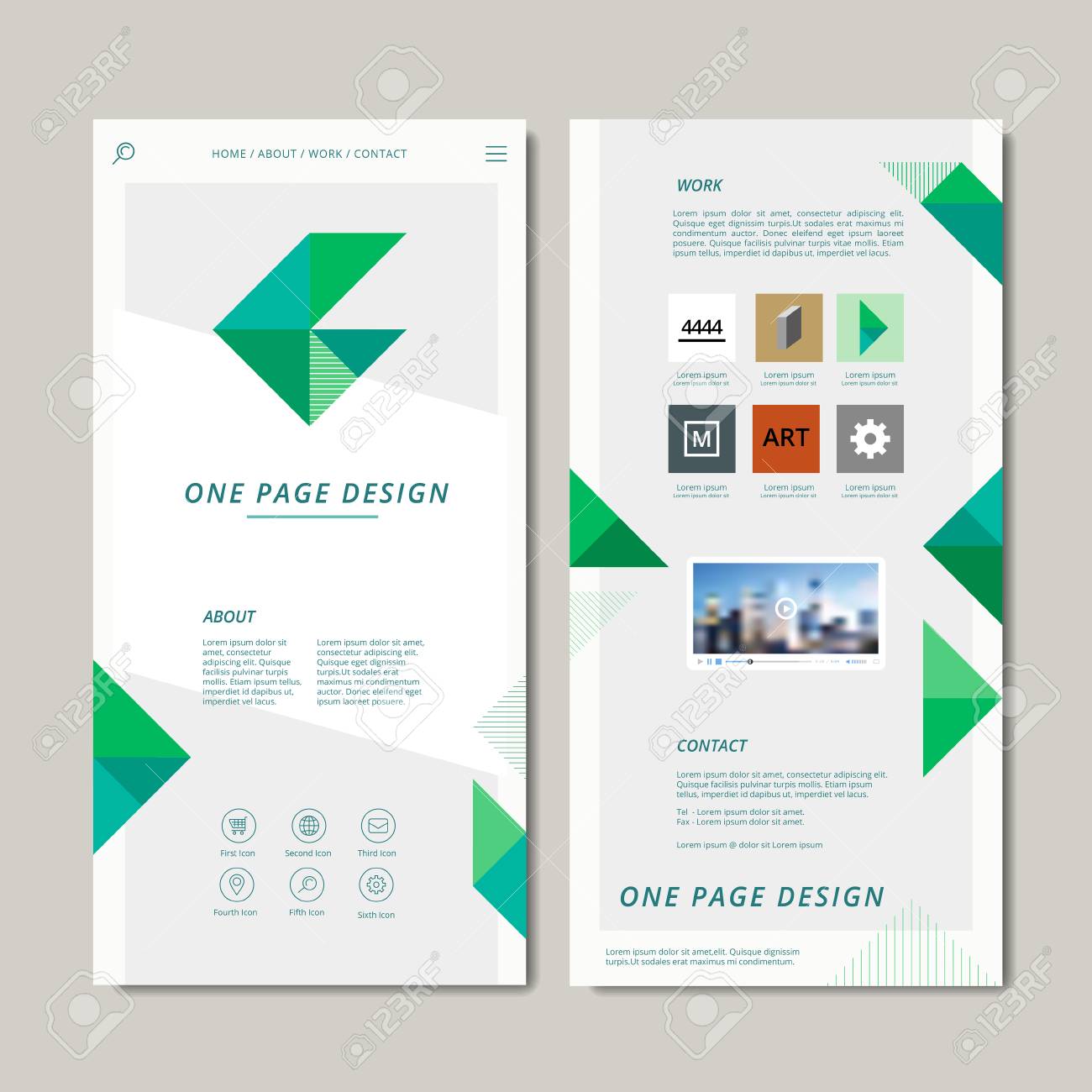 幾何学的な要素を持つモダンな 1 つのページ Web デザイン のイラスト素材 ベクタ Image