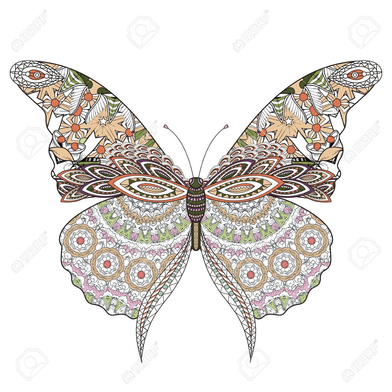 Beautiful Butterfly Coloring Page In Exquisite Line Royalty Free Cliparts Vectors And Stock Illustration Image 49729351