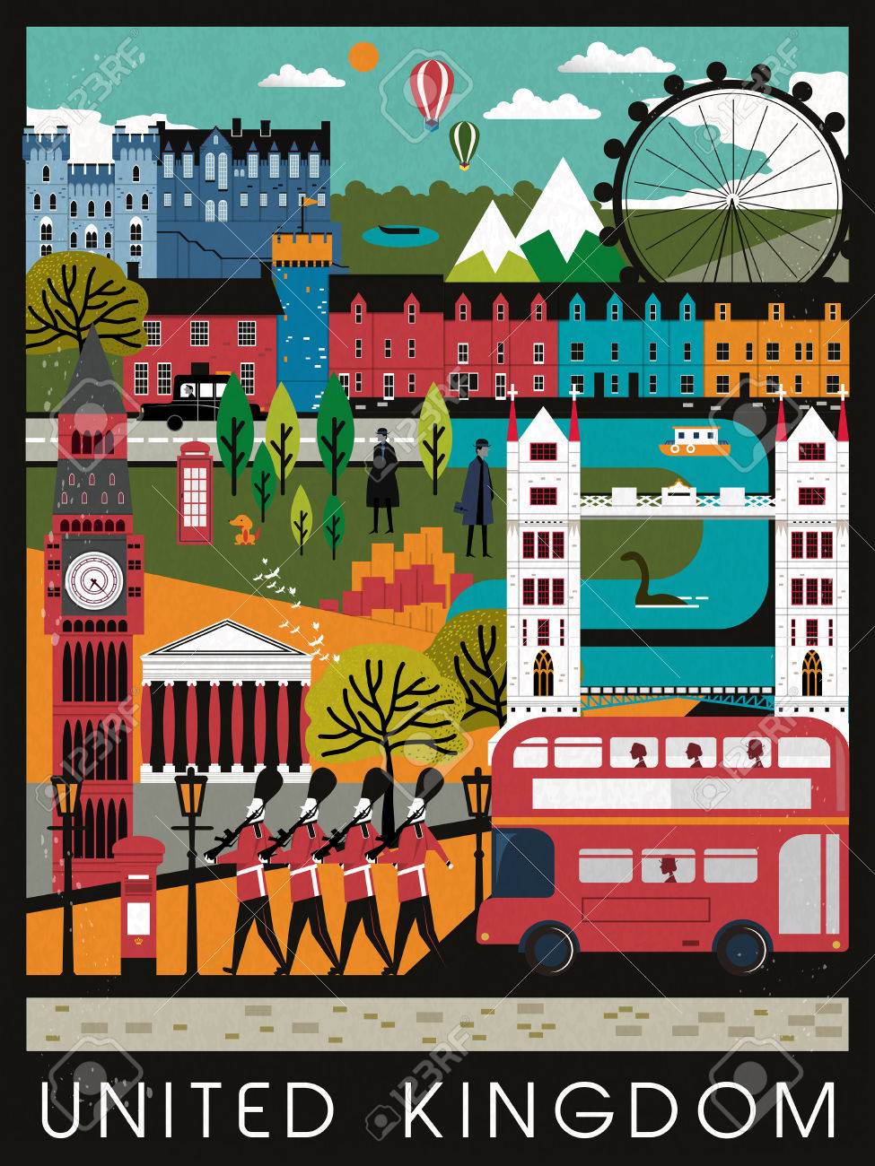 目を引くイギリス旅行フラット スタイルのポスター デザインのイラスト素材 ベクタ Image 目を引くイギリス旅行フラット スタイルのポスター デザインのイラスト素材 ベクタ Image