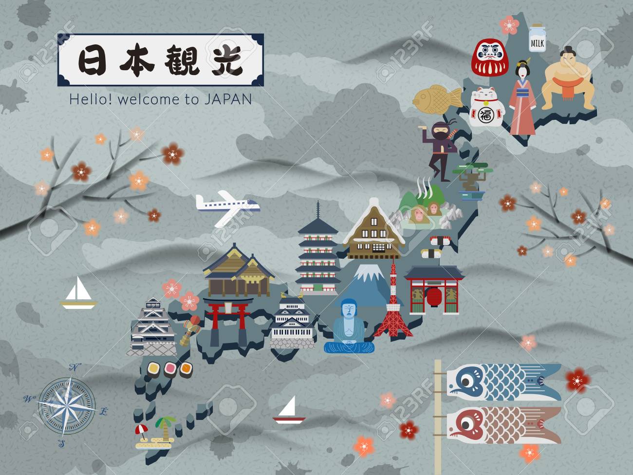 japan travel map with famous attractions japan travel in japanese animated travel map