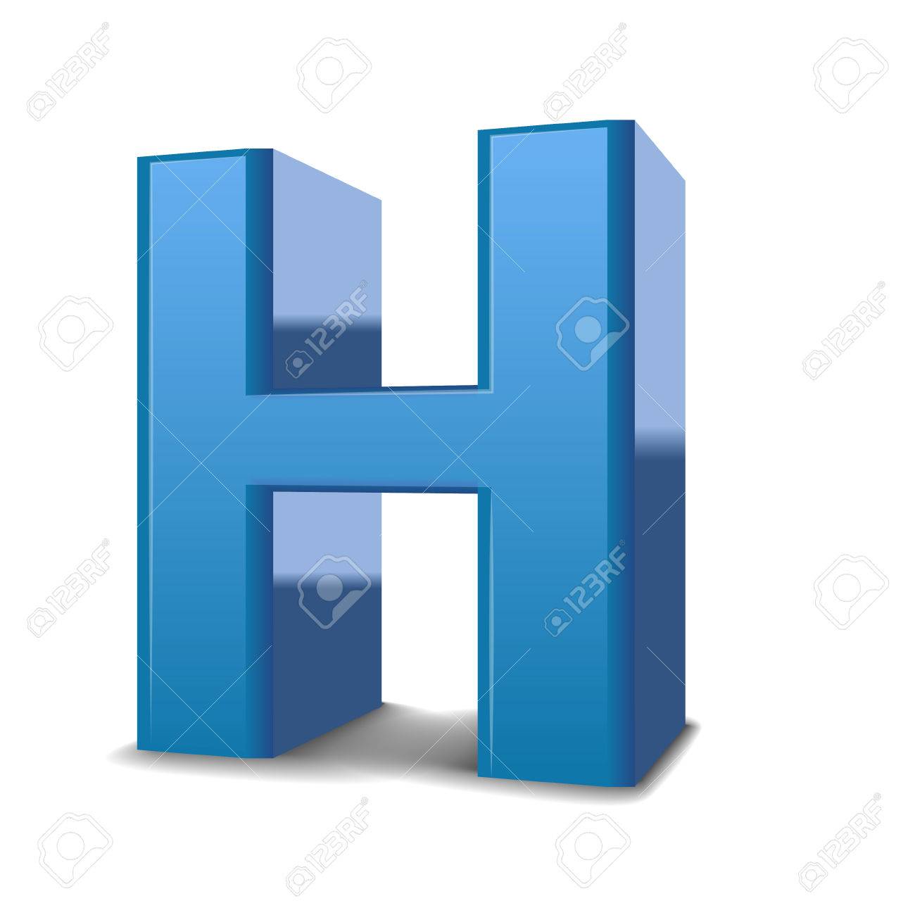 3d image blue letter h isolated on white background show and tell letter h