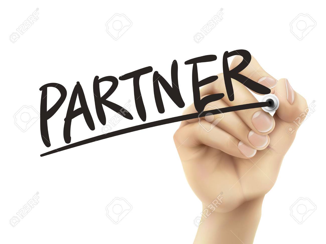 Partner Written By Hand 3d Illustration Realistic Hand Writing On Transparent Board Royalty Free Cliparts Vectors And Stock Illustration Image