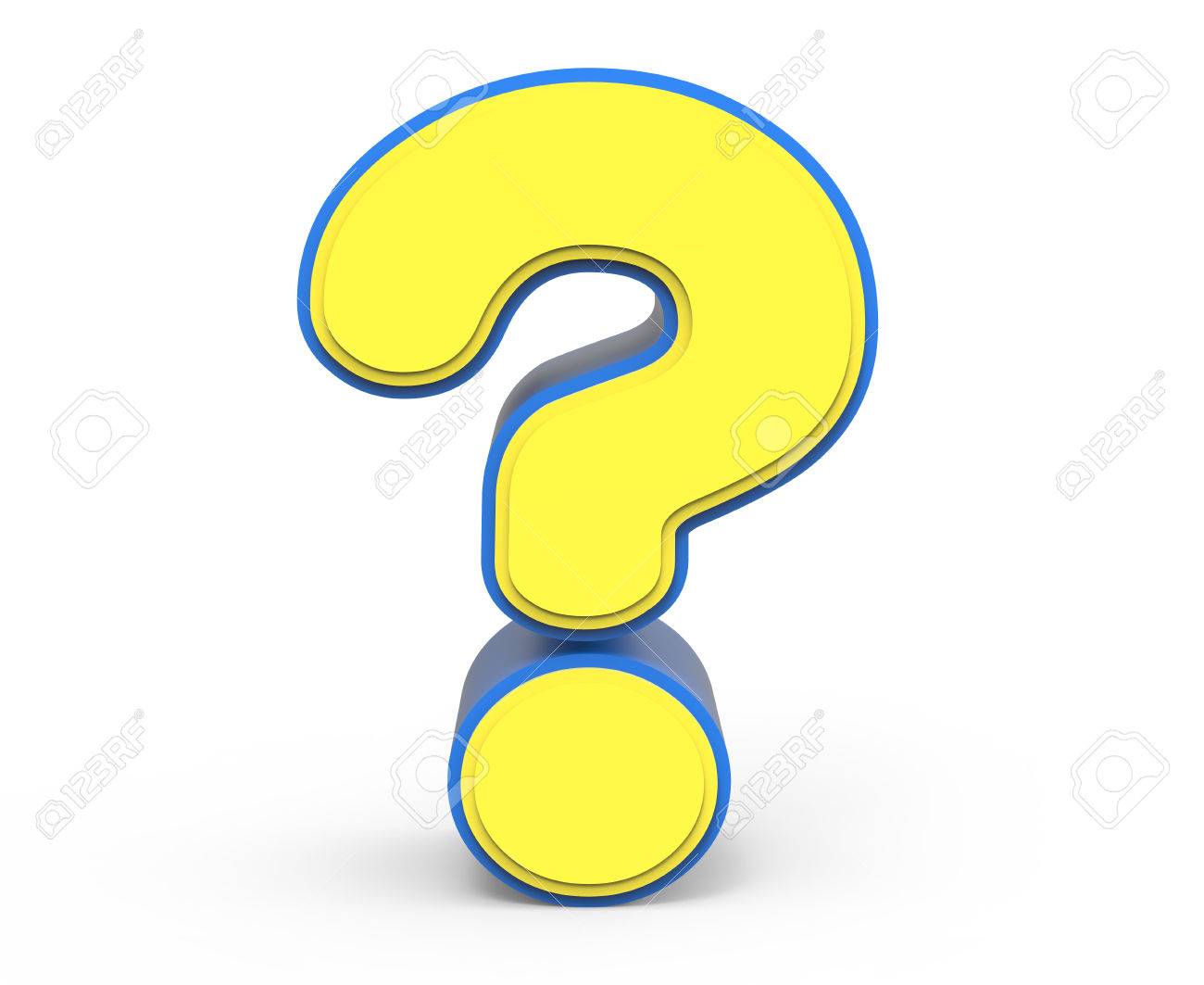 cute yellow question mark yellow sign with blue frame toylike
