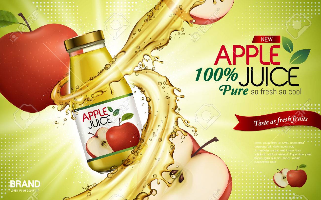 Download Apple Juice Contained In Glass Bottle With Sliced Apple Elements Royalty Free Cliparts Vectors And Stock Illustration Image 75764429 Yellowimages Mockups