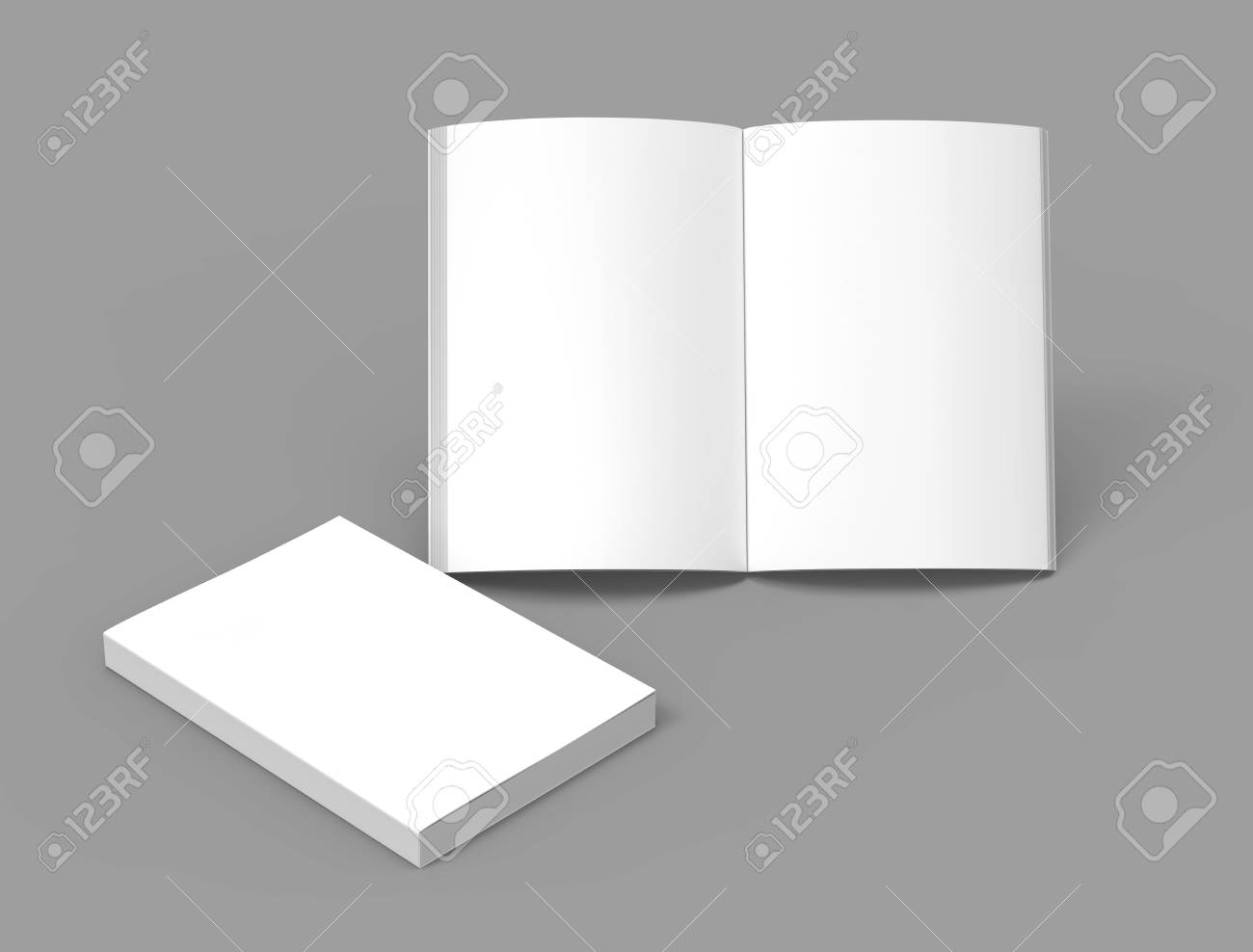 blank book template mockup for design uses in 3d rendering stock