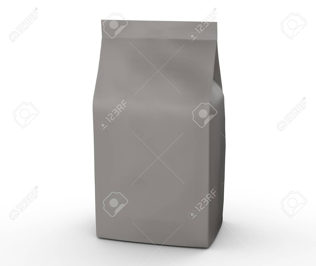 brown and grey coffee bean bag blank foil bag template in 3d