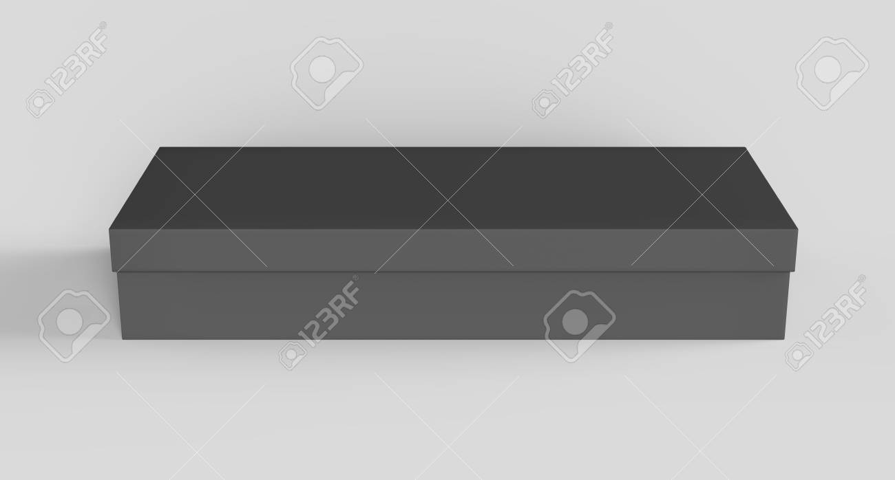 flat black box mockup blank box template isolated on grey in
