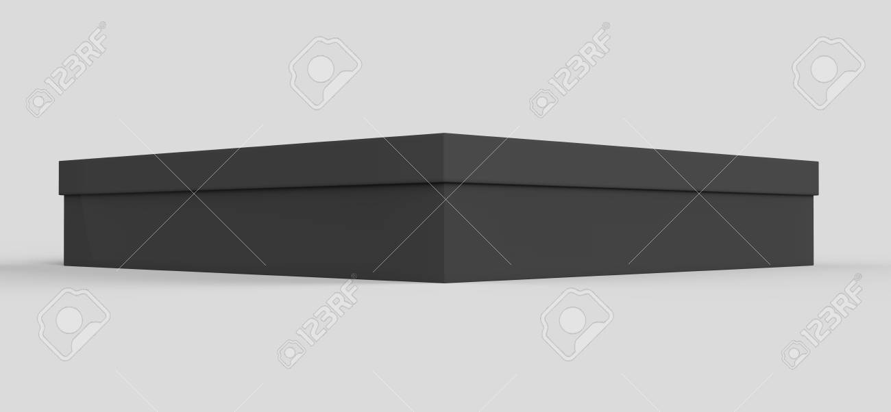 flat black box mockup blank box template isolated on grey in