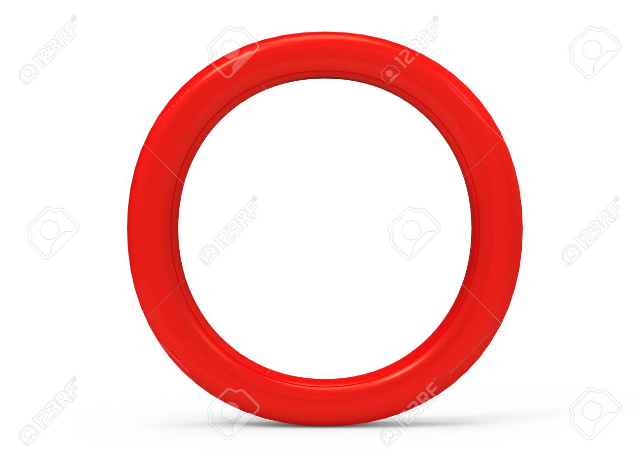 3d render red alphabet o thin and plastic texture 3d font design