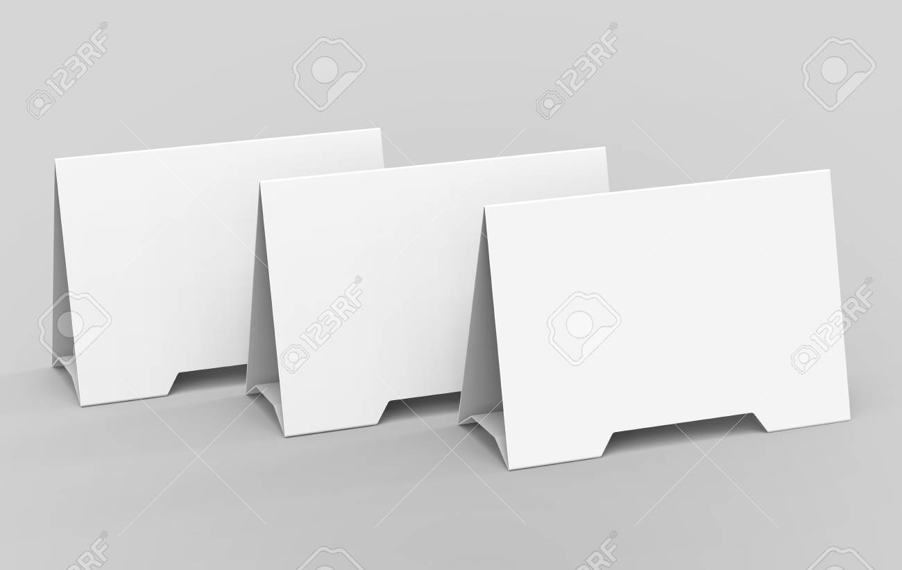 blank table tent 3d render table card set mockup for design stock