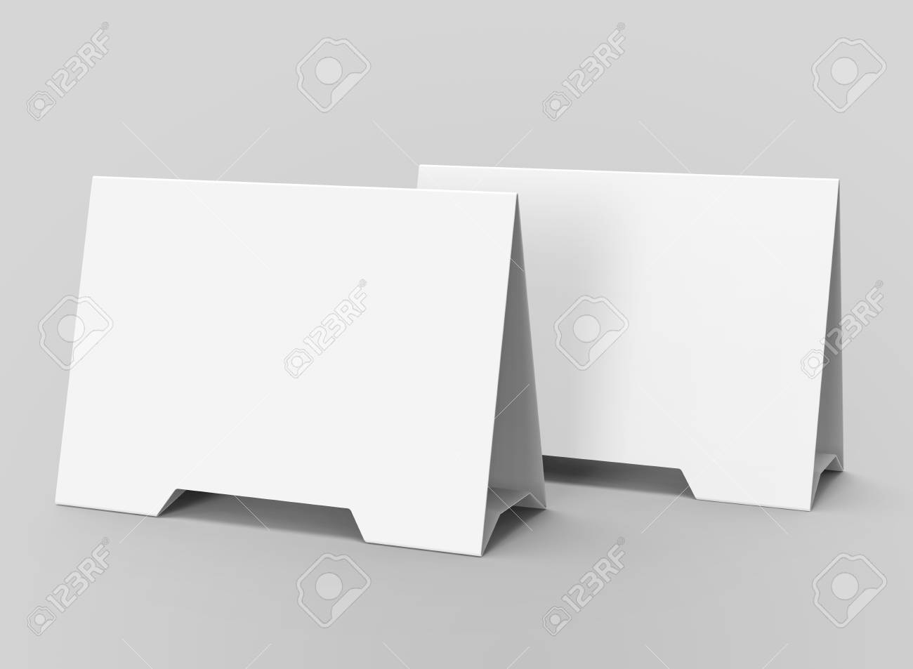 blank table tent 3d render table card set mockup for design blank table