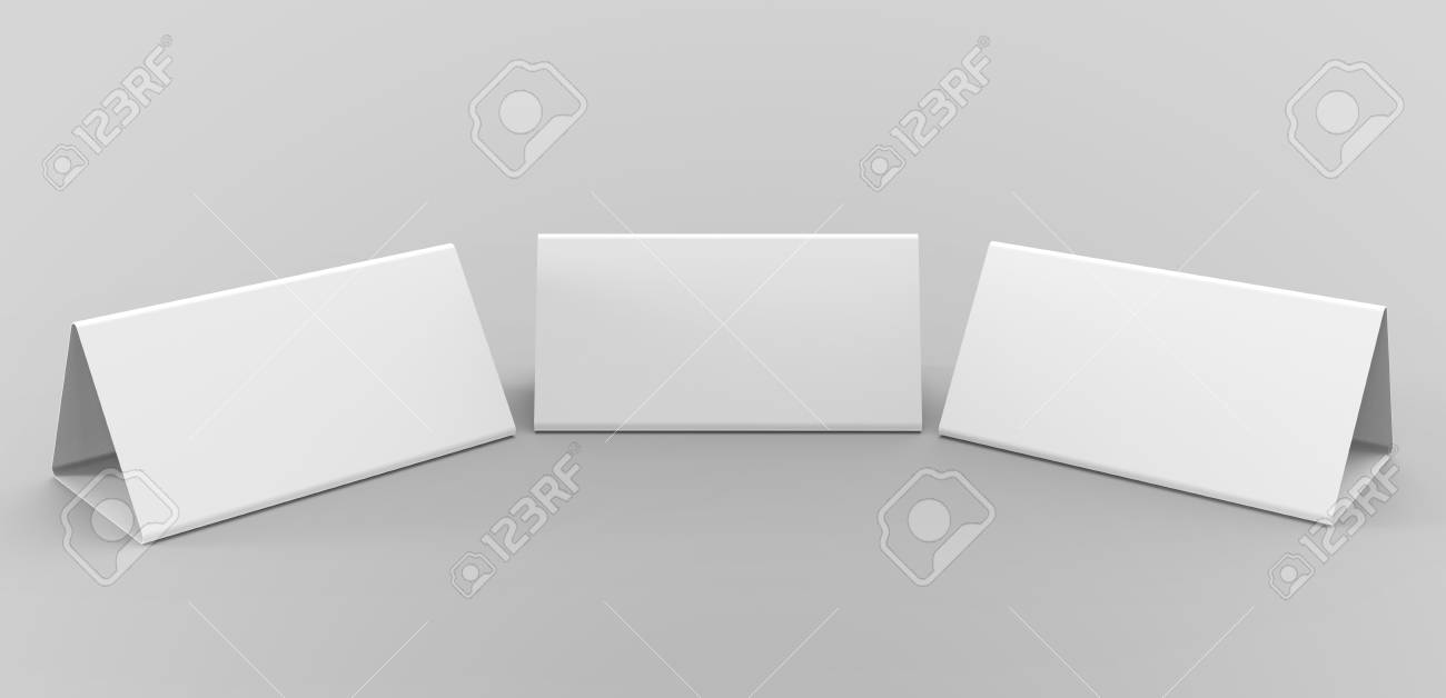 blank table tent 3d render table card set mockup for design stock