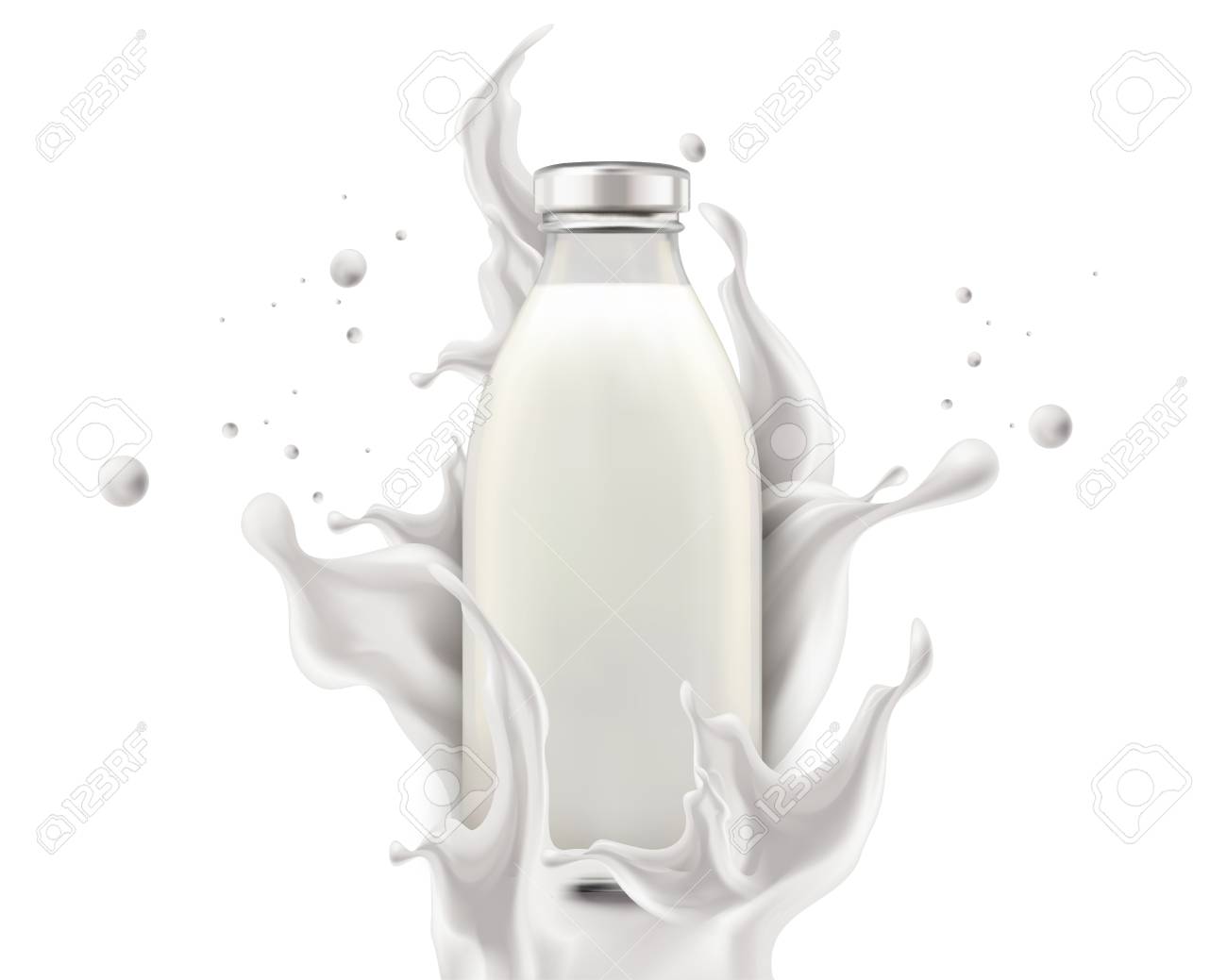 Download Blank Bottle Milk Mockup With Splashing Liquid On White Background Royalty Free Cliparts Vectors And Stock Illustration Image 111636641