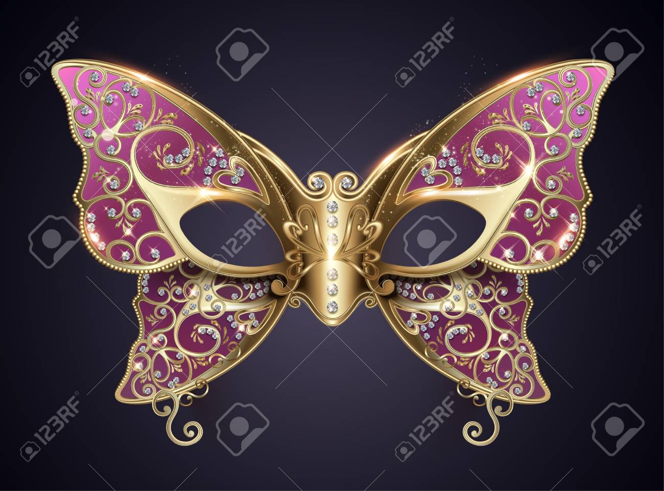 Purple Carnival Butterfly Mask With Diamonds In 3d Illustration Royalty  Free Cliparts, Vectors, And Stock Illustration. Image 126093165.