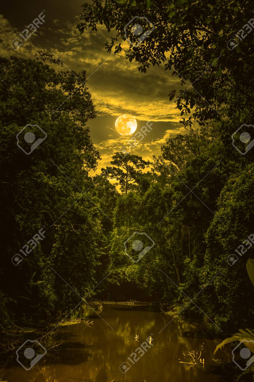 Landscape Of Night Sky With Clouds And Full Moon Over Serenity Stock Photo Picture And Royalty Free Image Image 88041237