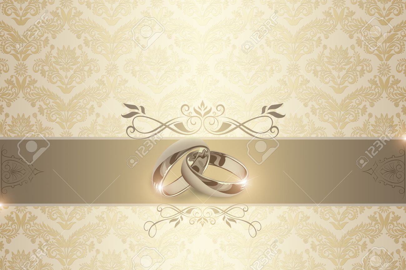 Decorative Wedding Background With Gold Rings And Floral European Patterns.  Stock Photo, Picture And Royalty Free Image. Image 37895007.