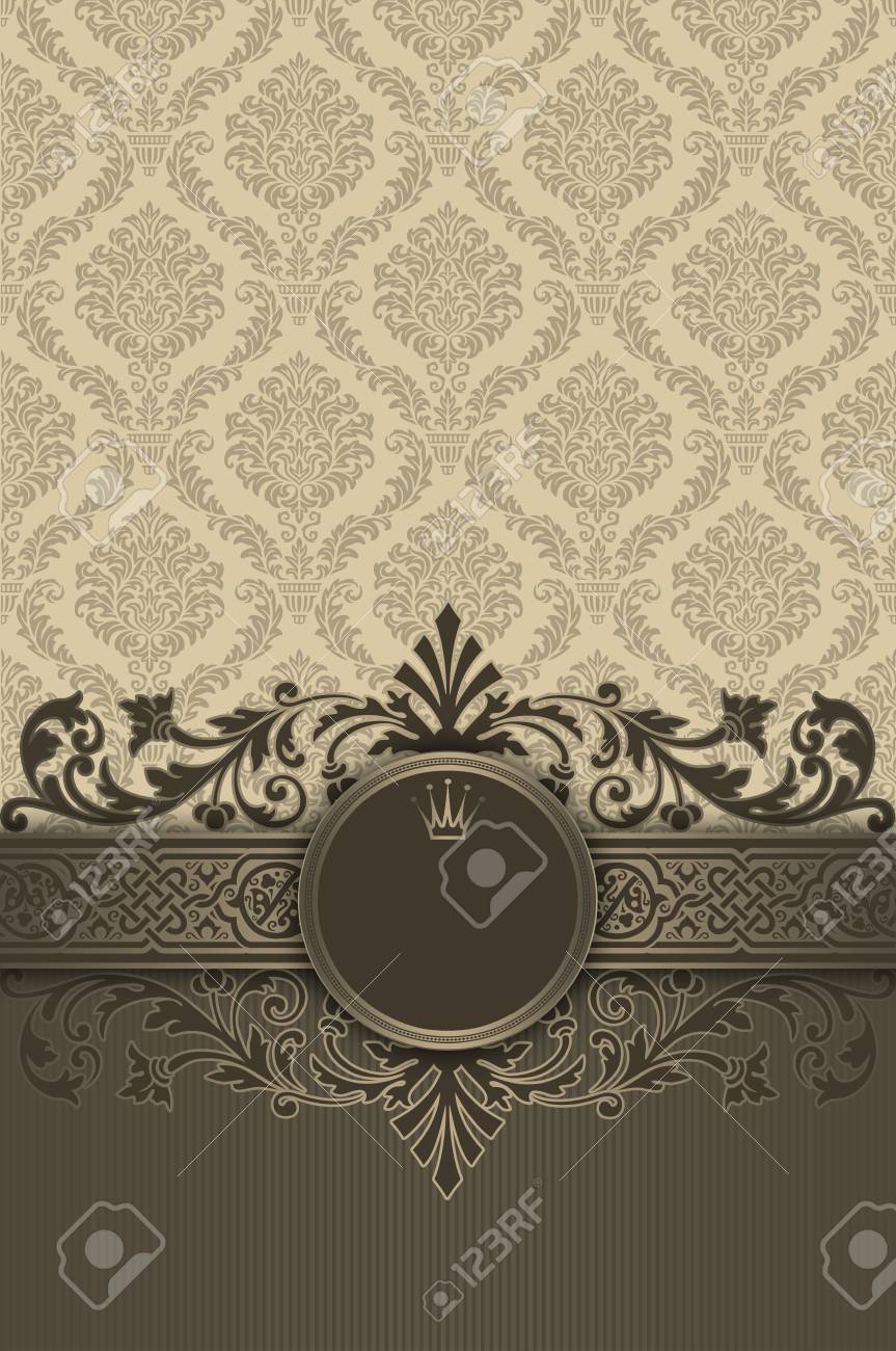 Vintage background with decorative border,frame and old,fashioned..