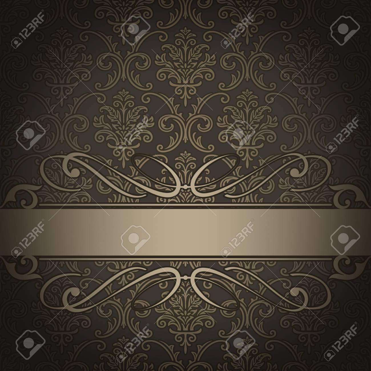 Dark vintage background with decorative border and old,fashioned..