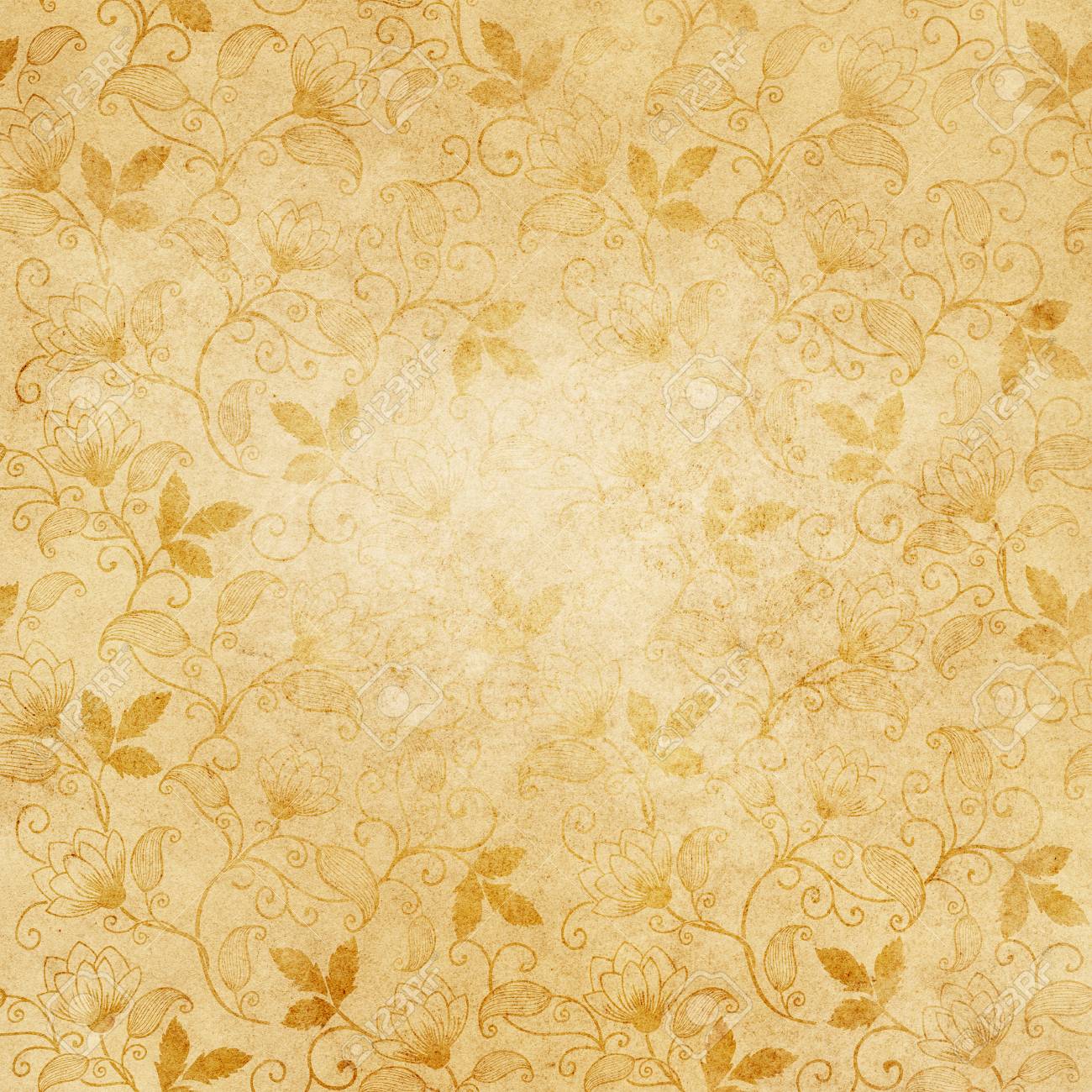 aged dirty paper background with floral patterns vintage paper