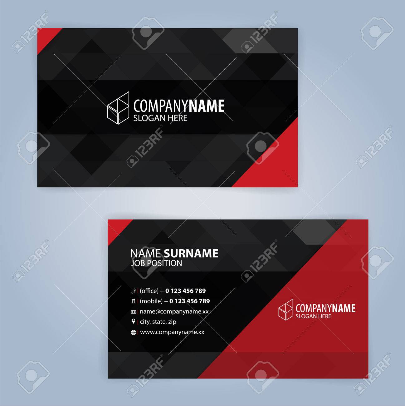red and black modern business card template illustration royalty