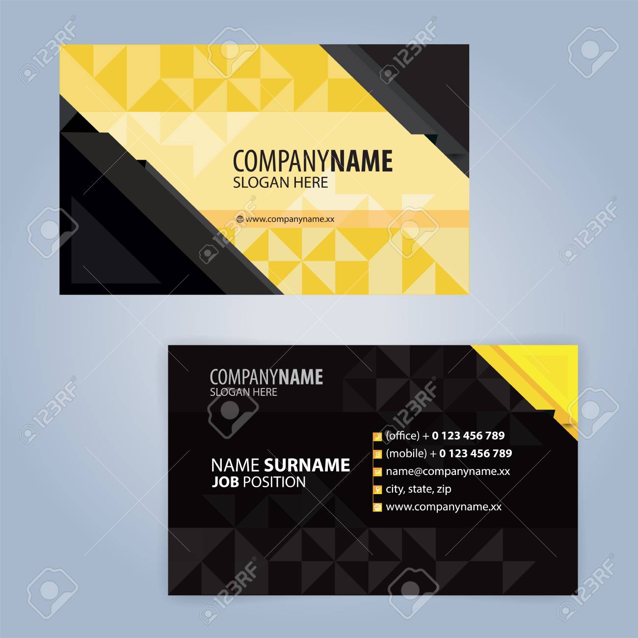 yellow and black modern business card template illustration