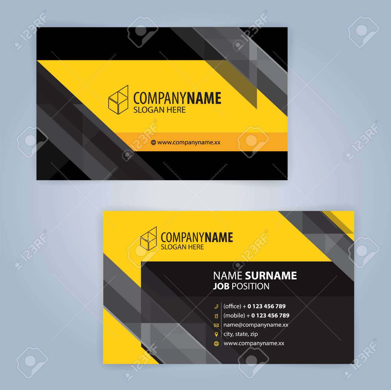 yellow and white modern business card template illustration vector