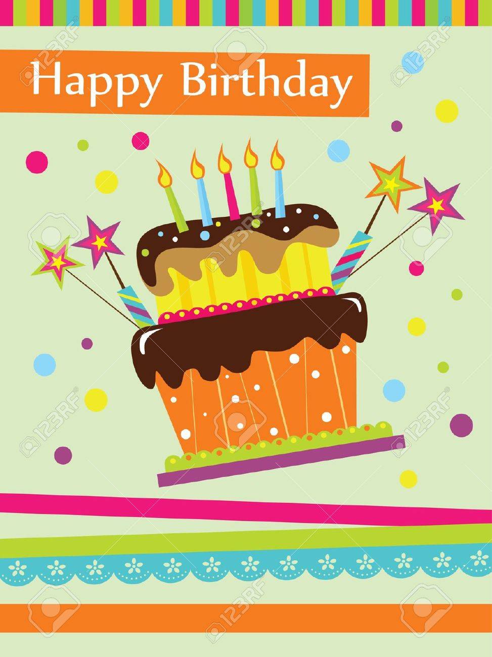 Joyeux Anniversaire Gateau Carte Illustration Vectorielle Design Clip Art Libres De Droits Vecteurs Et Illustration Image