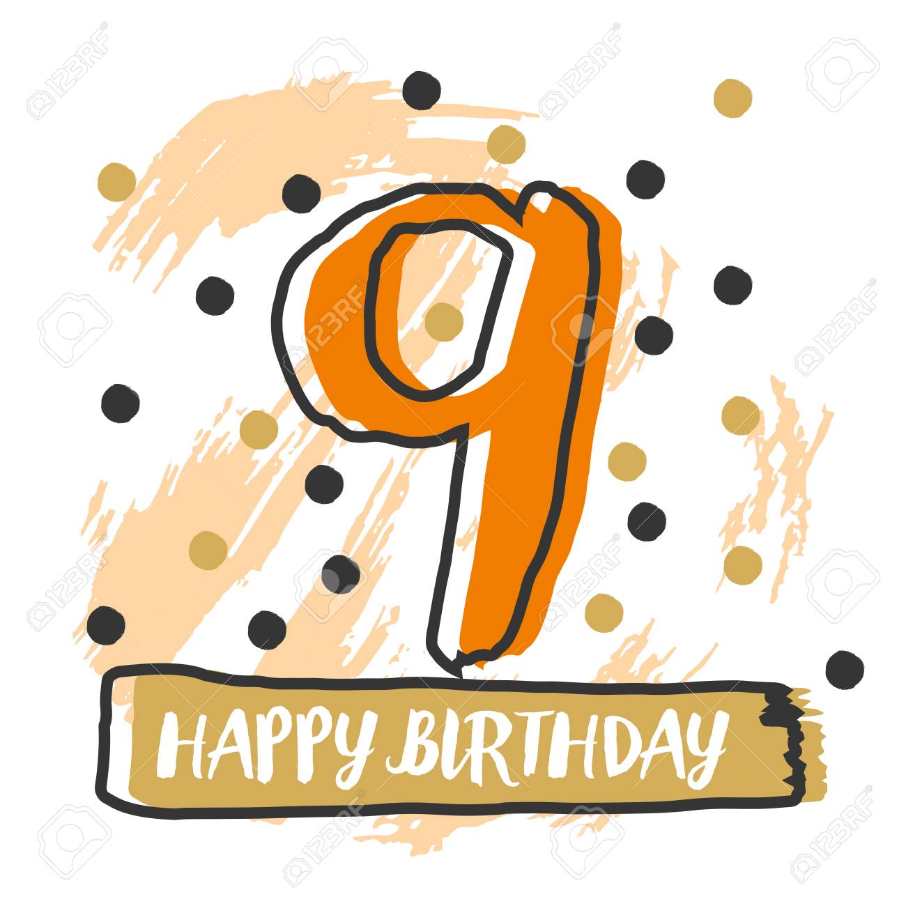 happy 9th birthday vector illustration royalty free cliparts