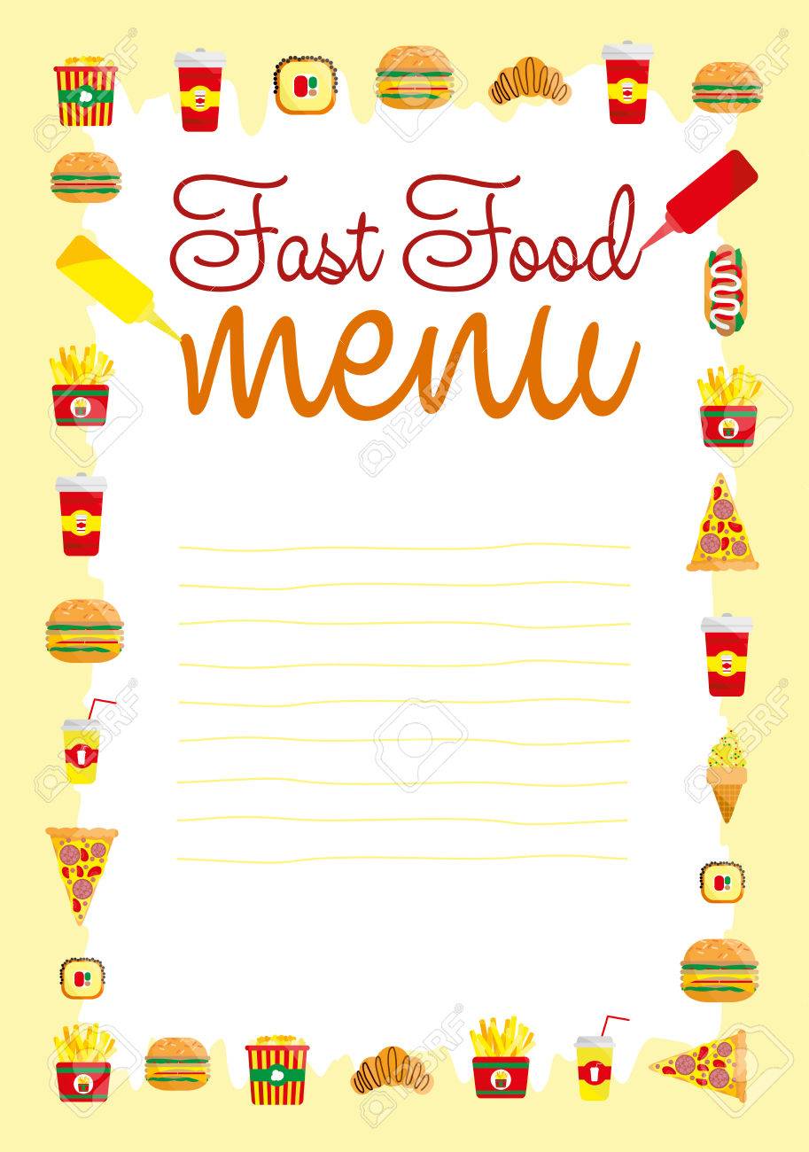 set of cute cartoon fast food characters template for menu of