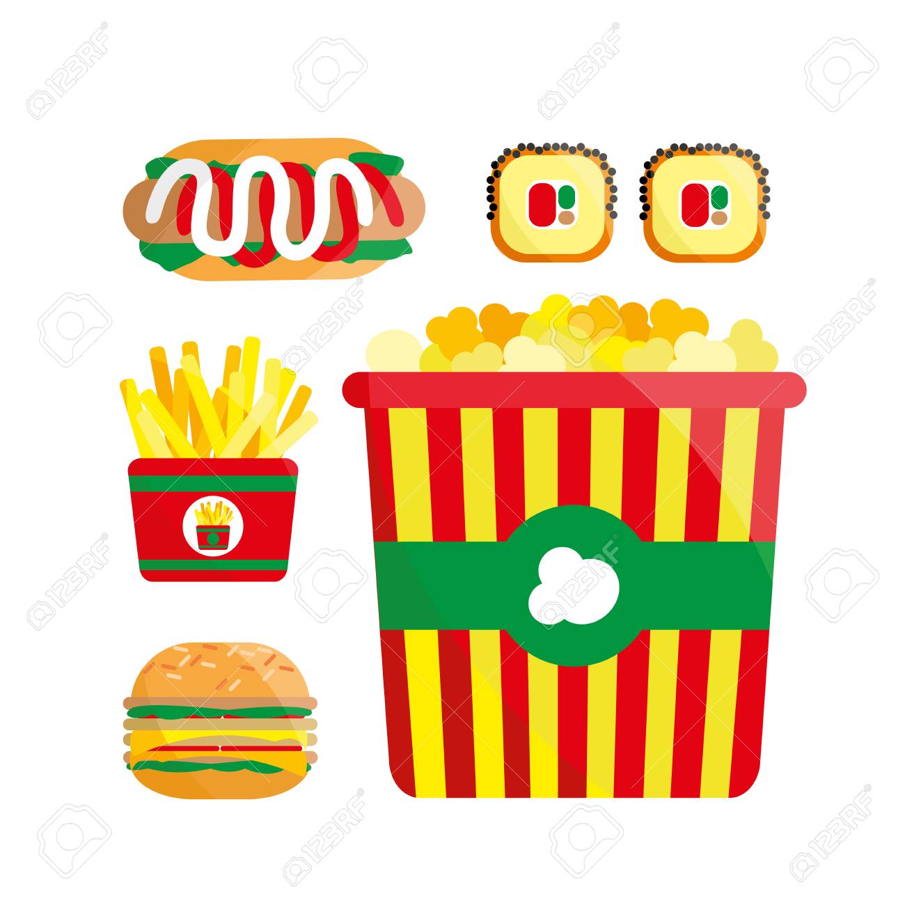 set of cute cartoon fast food characters template for menu of
