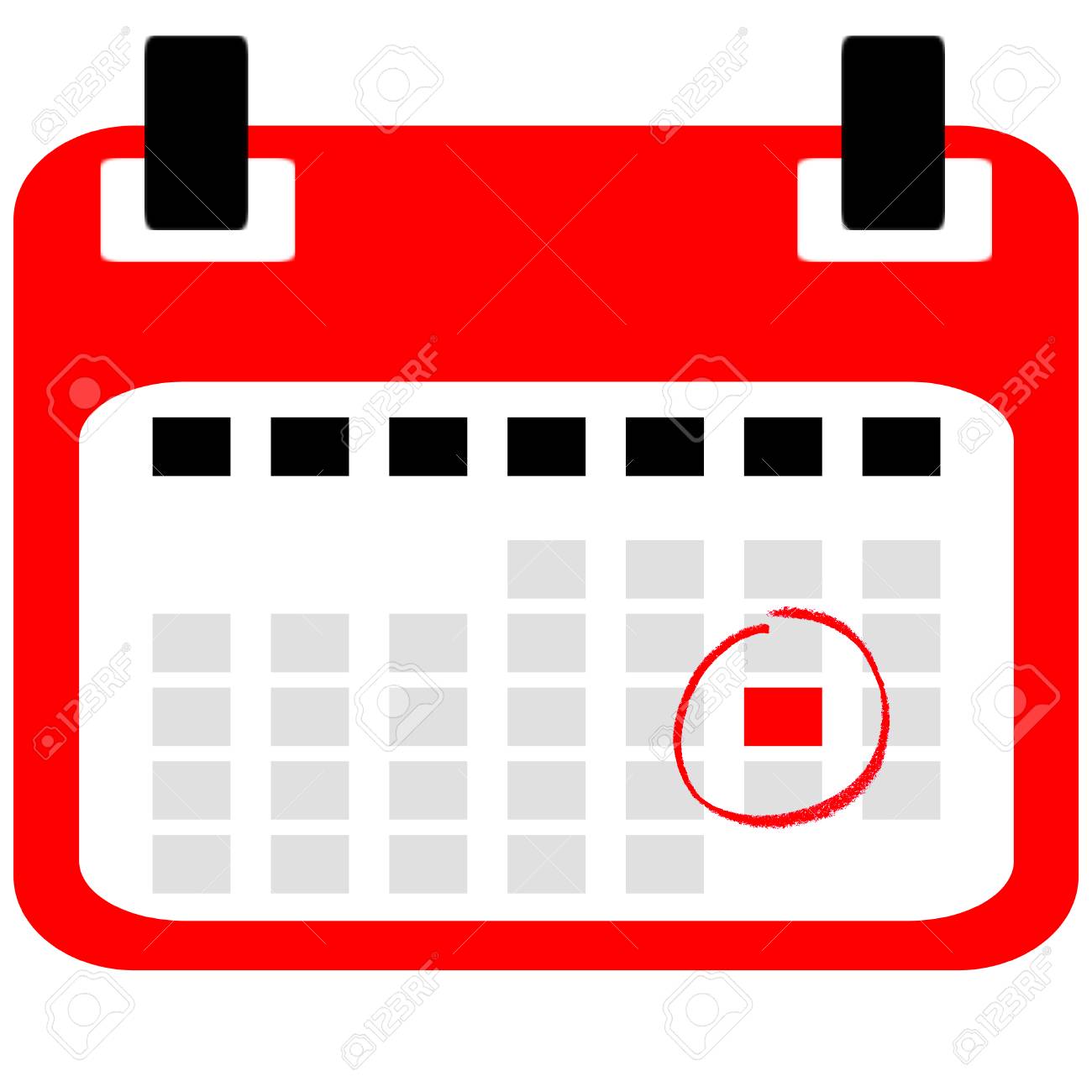 red isolated calender icon with save the date reminder stock photo
