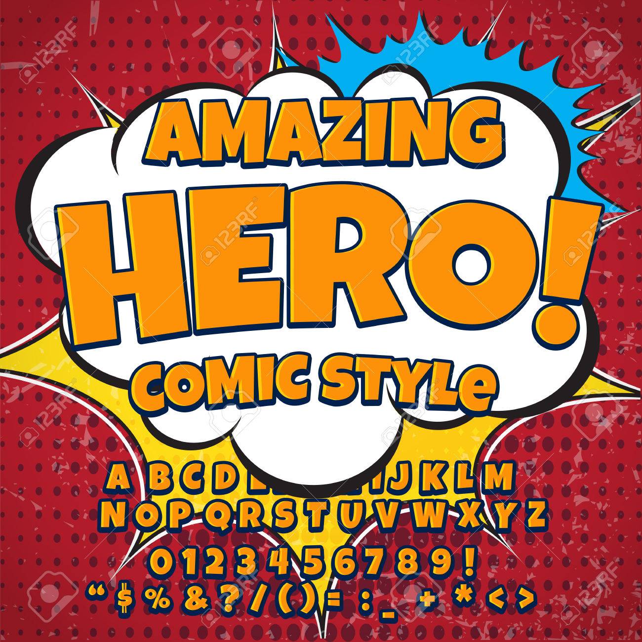creative high detail retro comic font orange color hero style free superhero font