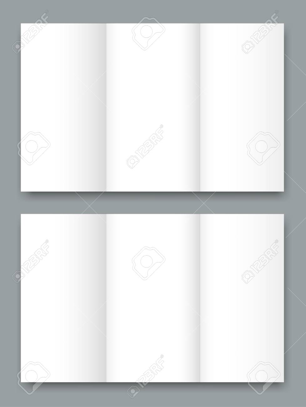 blank tri fold brochure mock up portrait cover isolated royalty