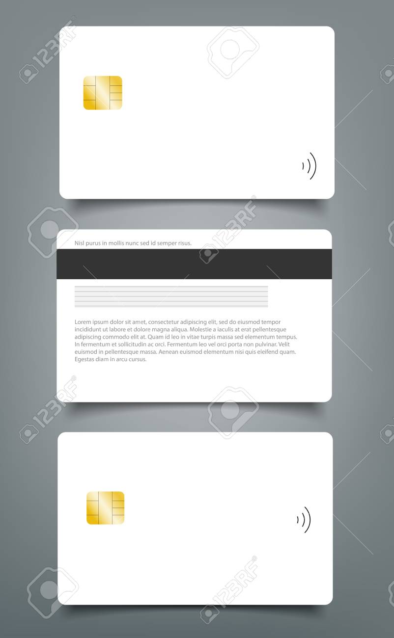 set of banking chip credit card realistic mockup clear plastic plastic card template