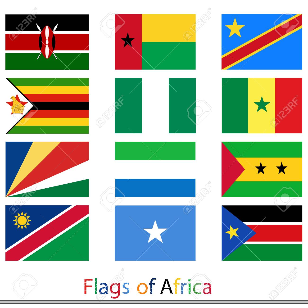 アフリカの国旗クリアファイルセットします のイラスト素材 ベクタ Image