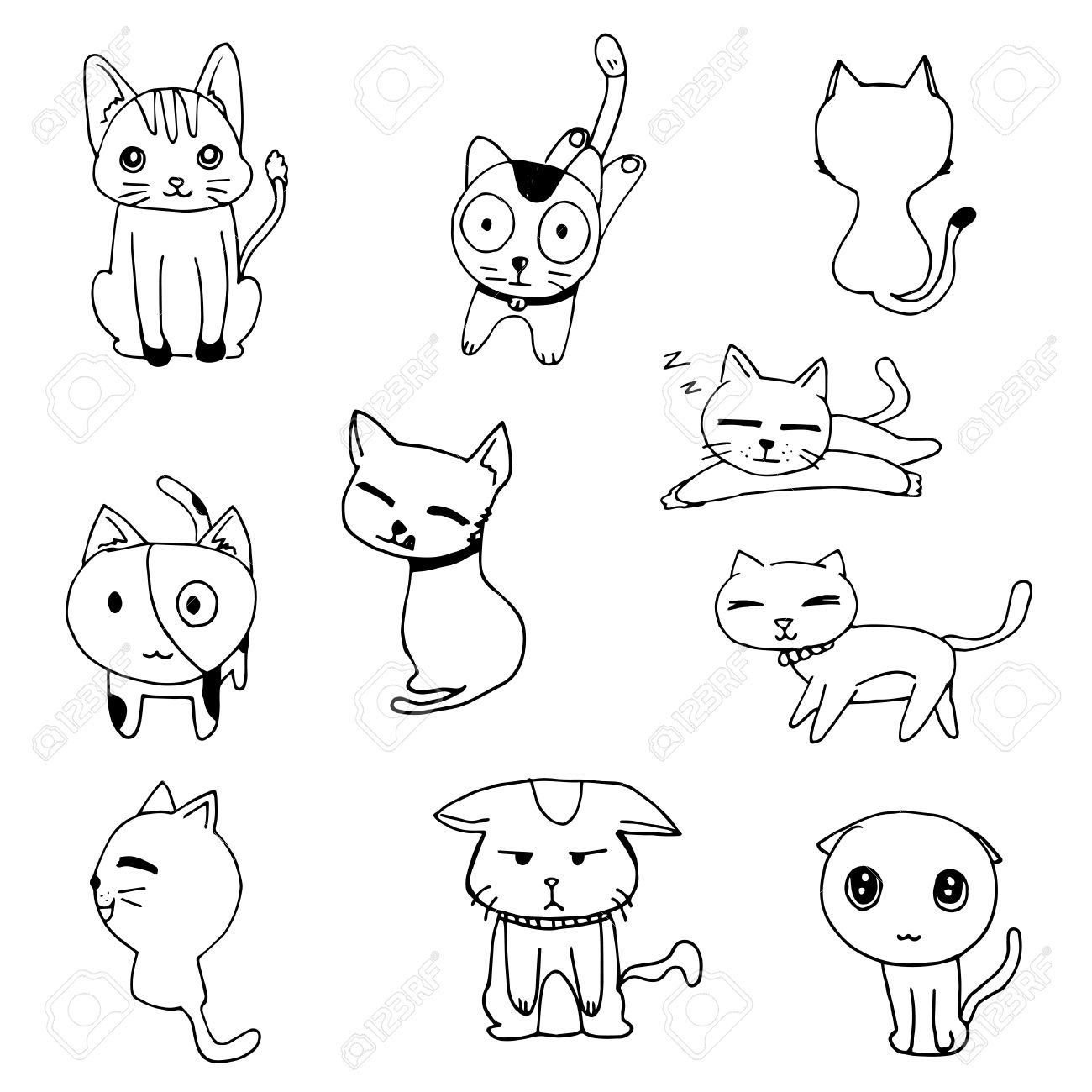 猫は 白い背景の黒い線フリーハンド図面落書きかわいい猫ベクトルの設定上ベクトルを描く落書き のイラスト素材 ベクタ Image 猫は 白い背景の黒い線フリーハンド図面落書きかわいい猫ベクトルの設定上ベクトルを描く落書き のイラスト素材 ベクタ Image